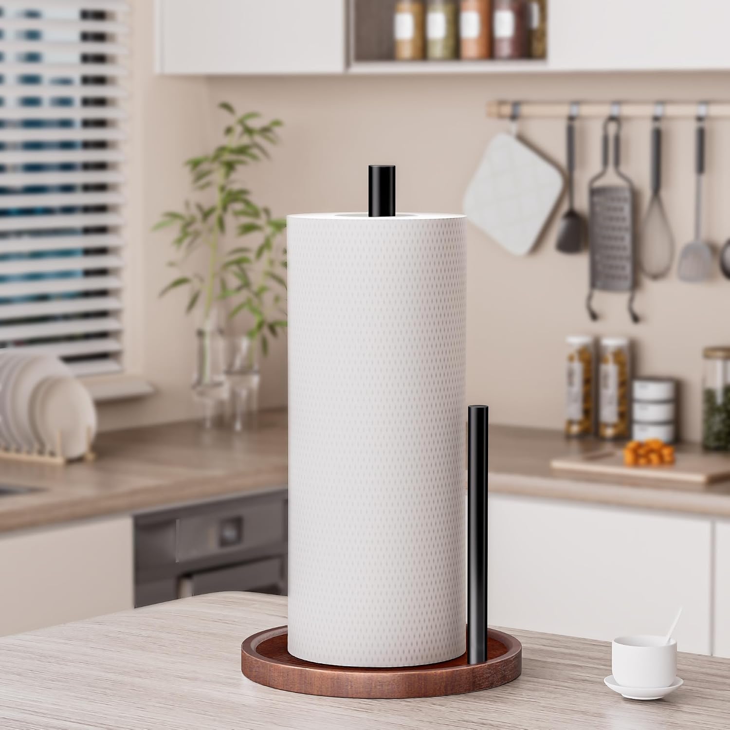 Wooden Paper Towel Holder Countertop, Kitchen Paper Towel Holder.