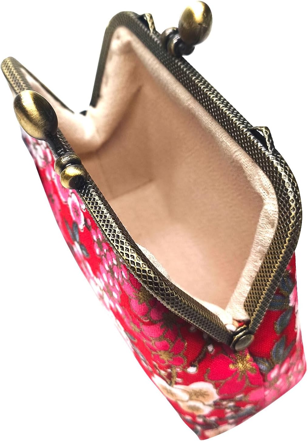 Cotton Flower Pattern Vintage Buckle Coin Purse Kiss Lock Wallet(red) - Image 7