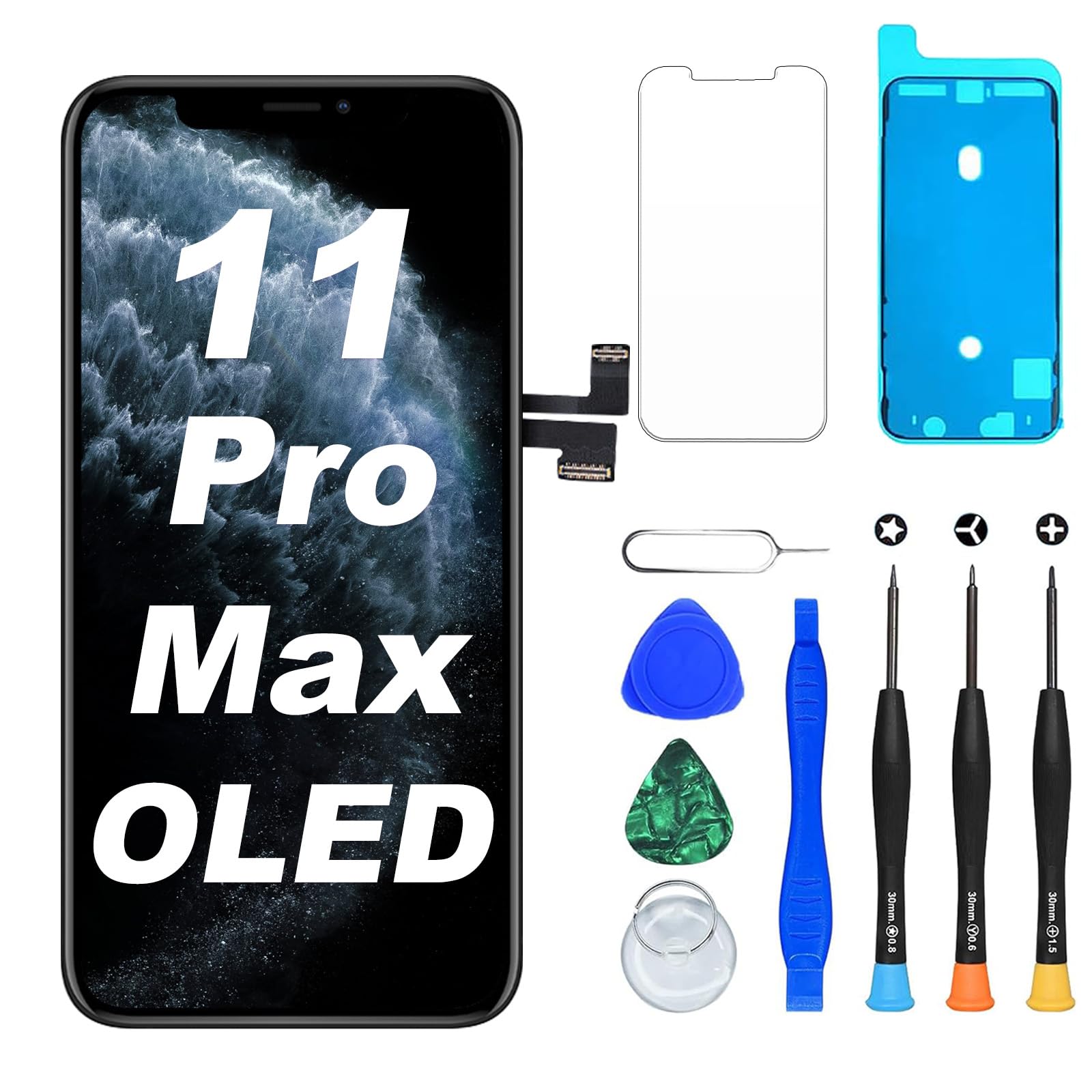 DIGI4U OLED Pantalla para iPhone 11 Pro MAX, 6,7'' Pulgadas FHD Truetone Face ID Pantalla [Not LCD] para iPhone 11 Pro MAX Digitalizador táctil con Herramientas de reparación
