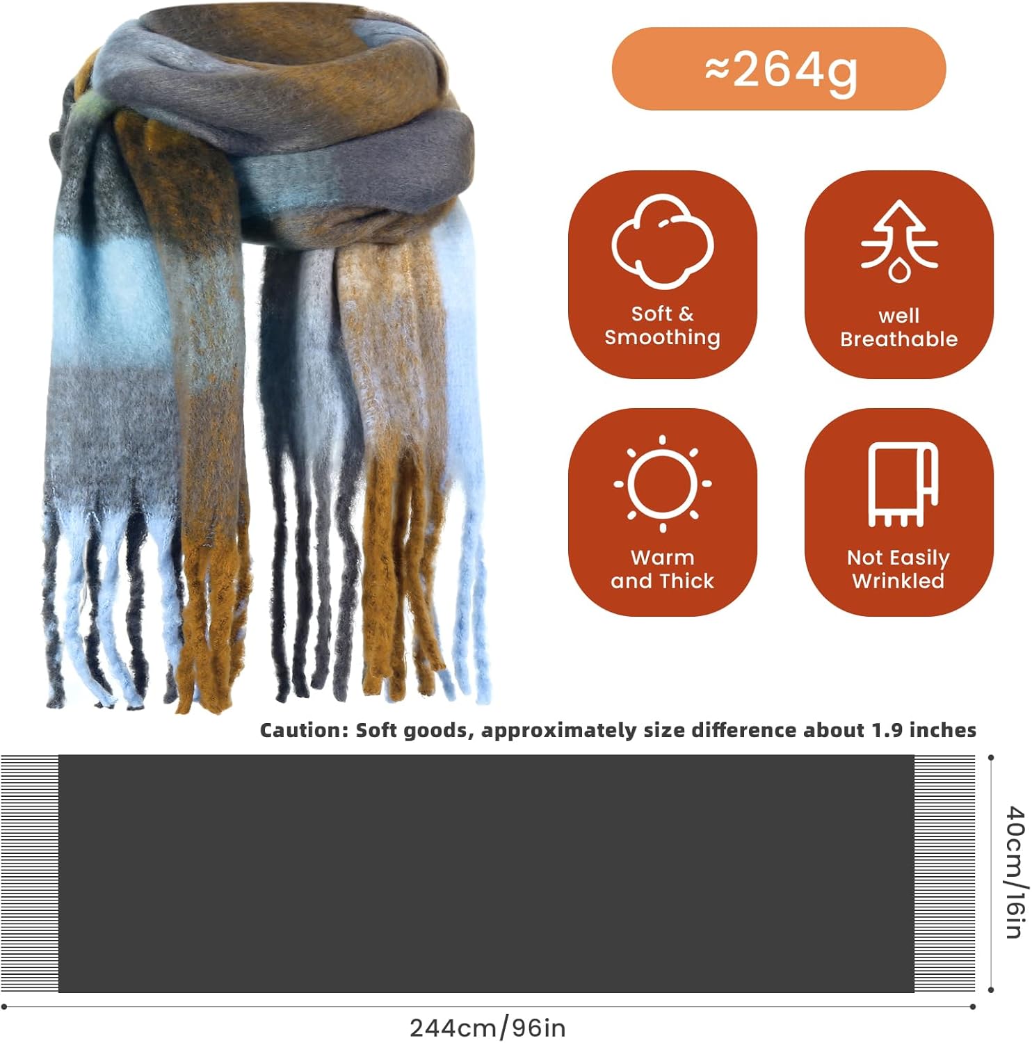 Scarf for Women Cashmere Scarves Pashmina Shawls Wraps Super Soft Classic Winter Scarfs for Evening Dresses Gifts - Image 5