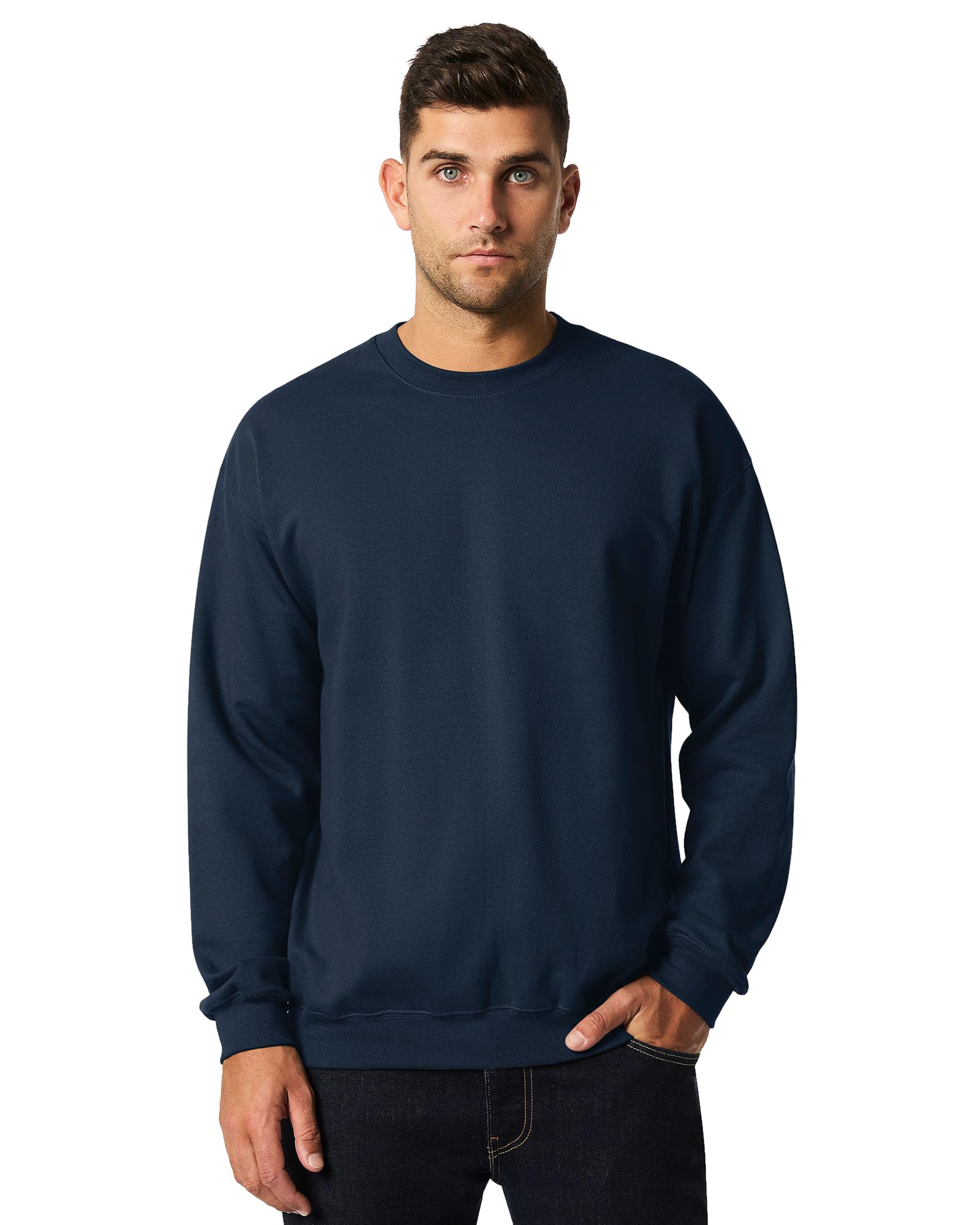 Gildan Mens Softstyle Crewneck Sweatshirt, Navy, XXL