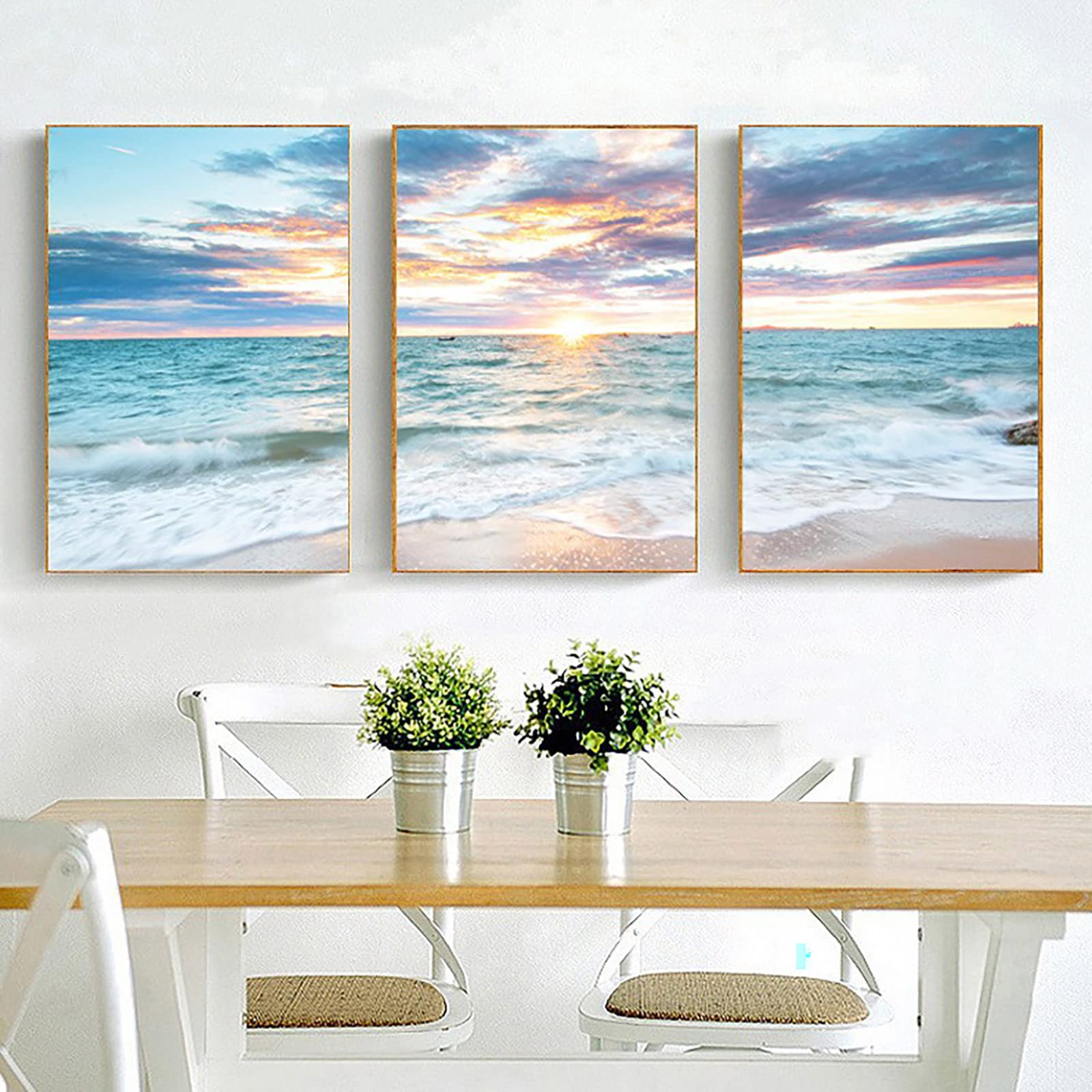 Instarry DIY 5D Diamond Painting Kits Large Size Triptych Sea Landscape Mosaic Cross Stitch Living Room Kitchen Wall Decor Arts and Crafts 39.4x15.7 inch