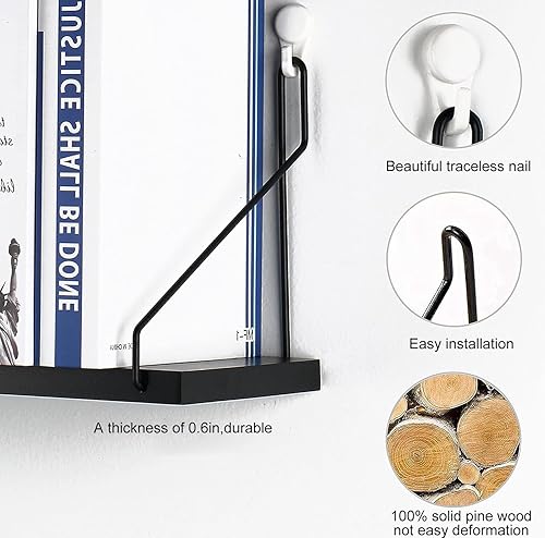 Miniatura 7 de Estantes flotantes de madera, estante rústico montado en la pared, estante colgante de madera clara, baño, dormitorio, cocina, organizador de pared,