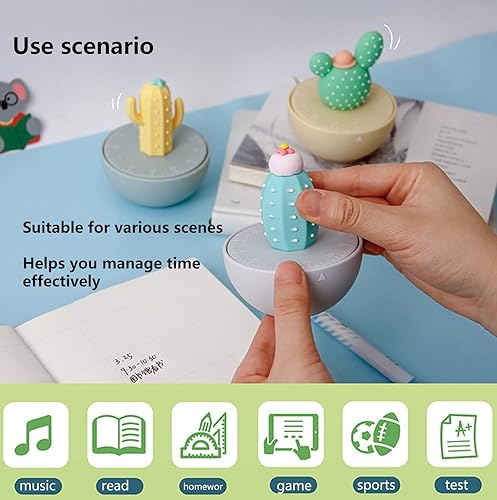 Miniatura 10 de Lindo cactus en forma de administrador de tiempo 60 minutos temporizador mecánico cocina temporizador de cocina (azul)