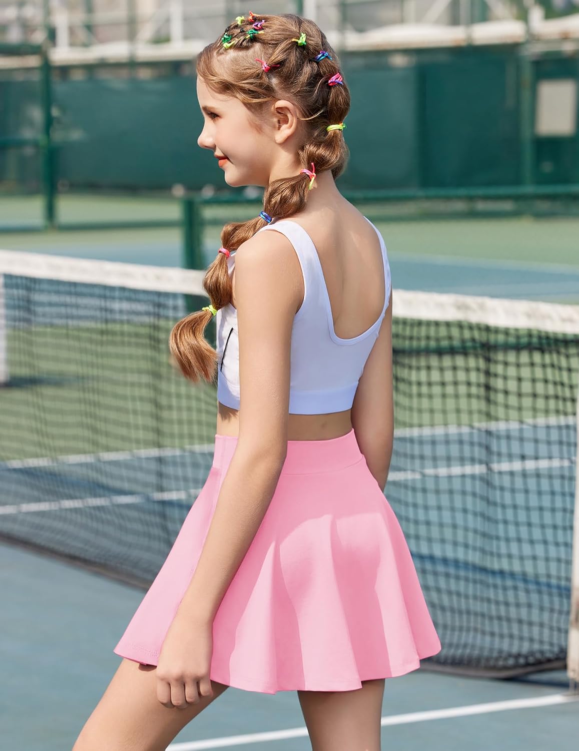 Zaclotre Skorts Skirts for Girls Elastic High Waisted Tennis Skirt with 2 Pockets Athletic Golf Workout Sports Shorts - Image 3