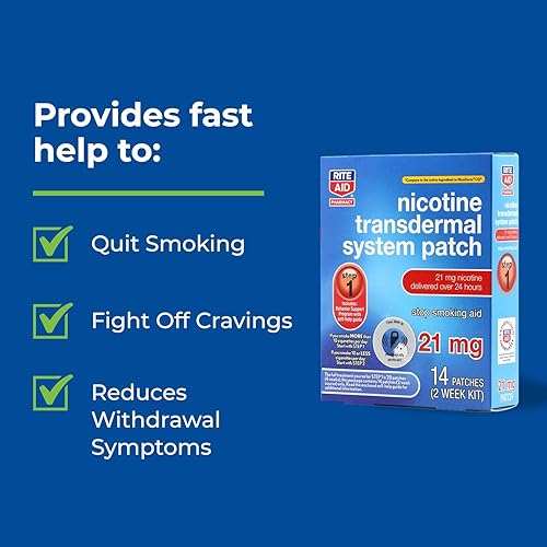Miniatura 5 de Rite Aid Parches de nicotina - Paso 1  21 mg - 14 unidades  Parches para dejar de fumar  Ayuda para fumar para ayudar a dejar de fumar  Parche del