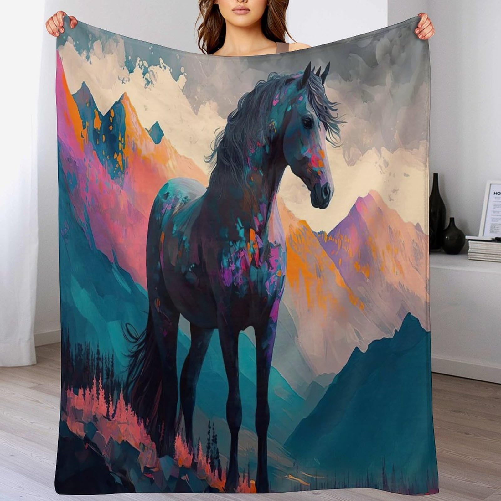 Couvertures polaires en cheval contre les soirées fraîches : plaid doux 130x150cm