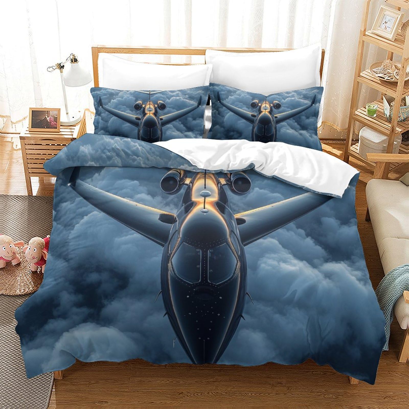 Parure de lit avion 3D pour transformer la chambre des enfants avec cette literie super king