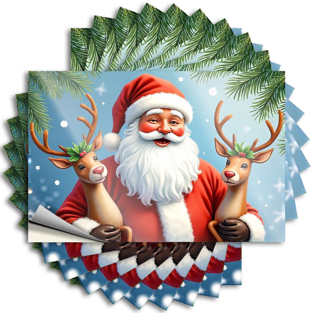 Vintage Quote Durable Wall | Santa Claus with Two Reindeer. Encouraging Self Adhesive Sticker for Humor DIY(8X12CM)