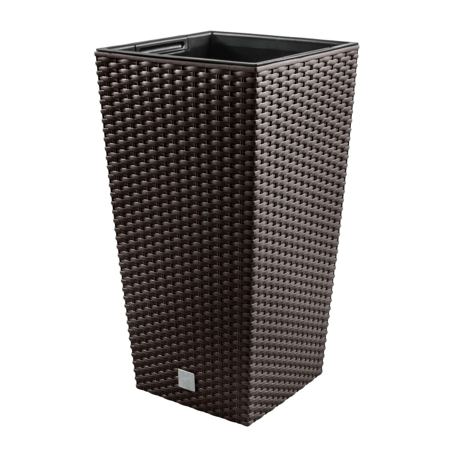 Macetero de ratán Prosperplast 26.6 L Sembradora de antracita Interior exterior con caja interior resistente a la intemperie, negro, 26.5 x 26.5 x 50 cm, DRTS265-S433 — view 12