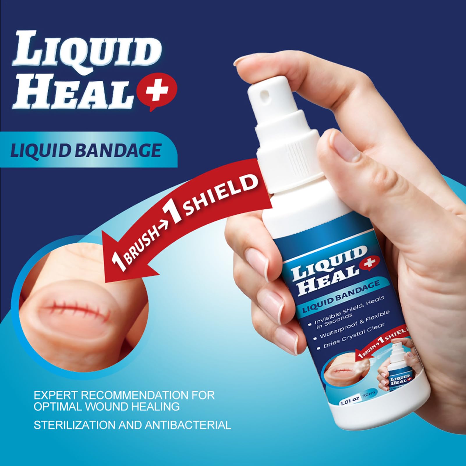 Vendaje líquido para la piel, spray impermeable para el cuidado de heridas para cortes menores, rasguños, quemaduras, rodillas, pies, apósito adhesivo de protección rápida para niños, atletas