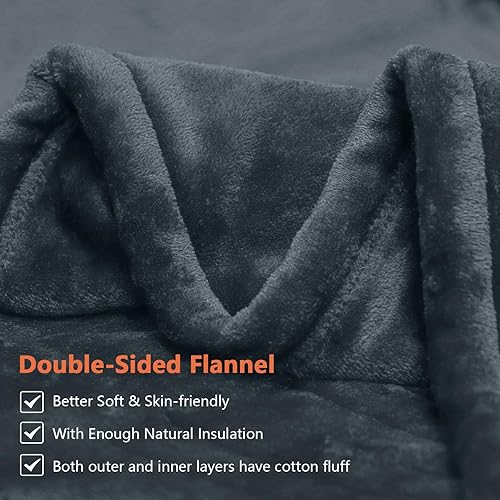 Miniatura 2 de Manta térmica tamaño individual, manta eléctrica con franela suave de doble capa, 6 niveles de calefacción y temporizador ajustable de 1 a 10 horas,