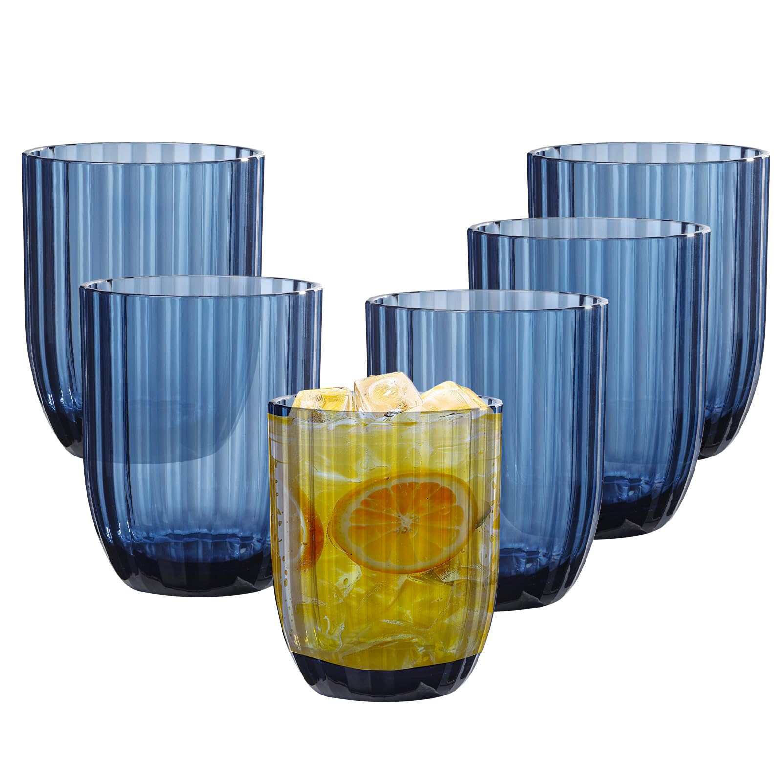 AKMQYM Acrylic Clear Highball Plastic Cups | Plastic Reusable Tumblers 15oz (Set of 6) | Stackable | BPA-free Tumblers | Shatterproof | Top-rack