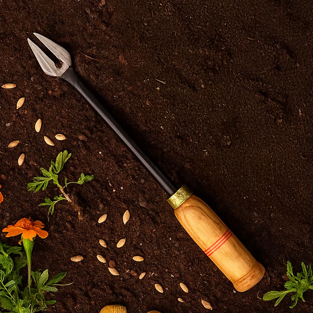 UGAOO Single Prong Weeder with Wooden Handle for Indoor and Outdoor Gardening-image-40