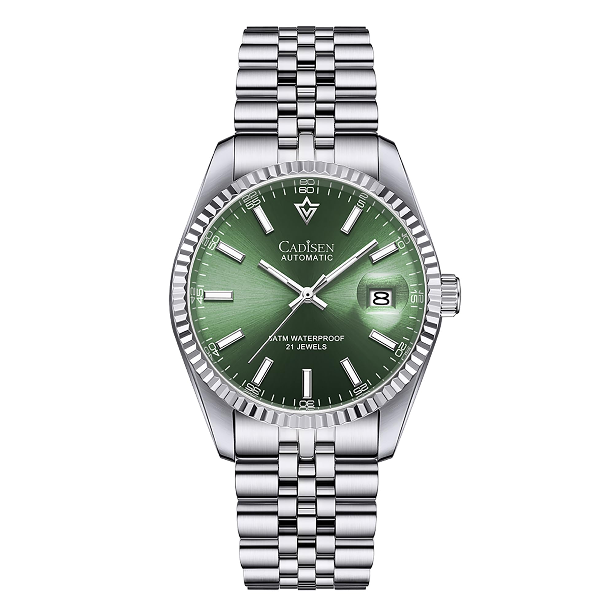 CADISEN 38MM Men's Automatic Mechanical Watch Luxury AR Sapphire Glass Water Resistant Stainless Steel MIYOTA 8215 Reloj Hombre