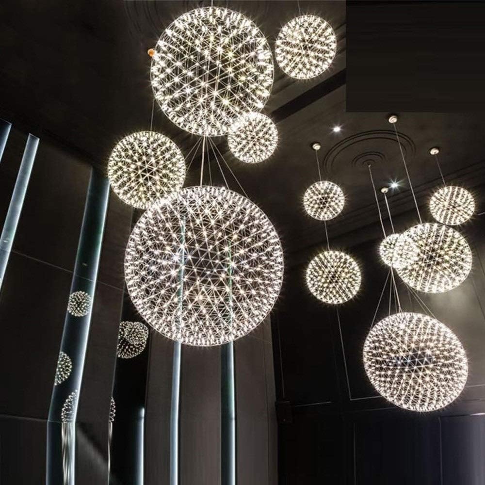 Żyrandol sufitowy, europejska pusta geometria, kreatywny żyrandol ze stali nierdzewnej, lampa wisząca, latarnia, postmodernistyczna, niesamowita restauracja, kuchnia, bar, dekoracj