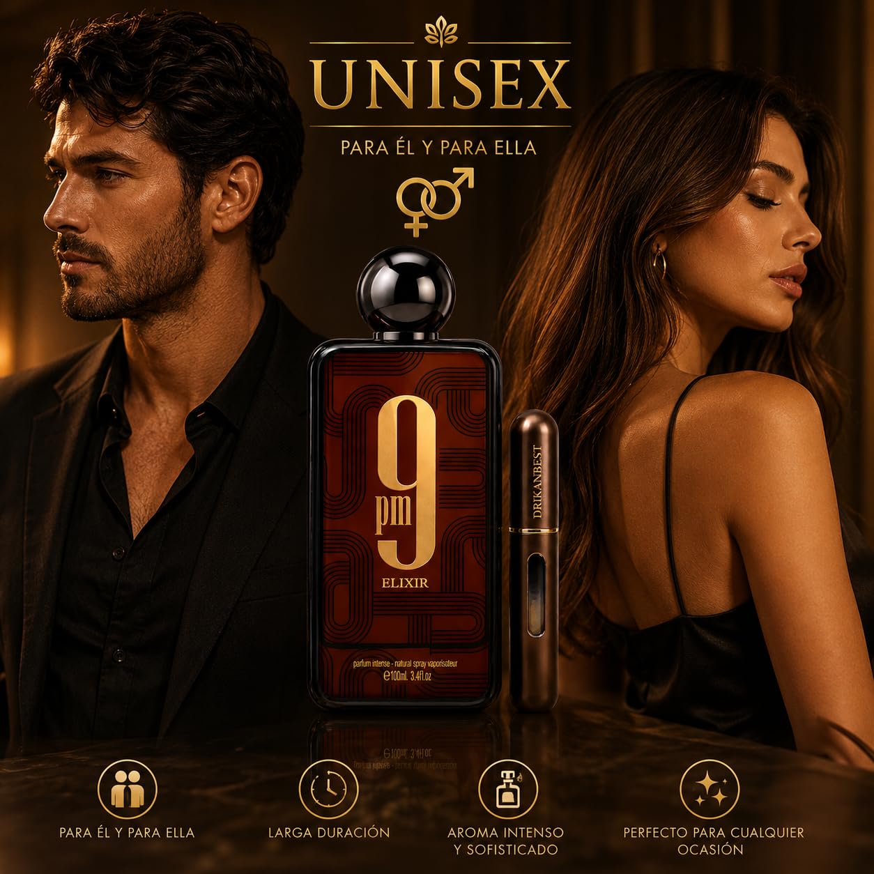 9PM Elixir Eau de Parfum Unisex 100 ml | Larga Duración + Atomizador 5 ml