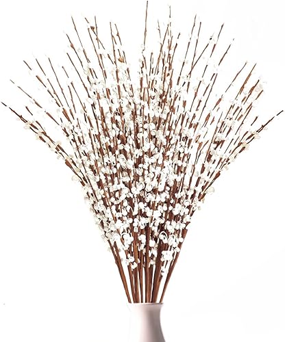 Hamore 10 piezas de flores artificiales de jazmín ramas de sauce de invierno jazmín falso flor de jazmín folclórico bayas sintéticas jazmín de tallo