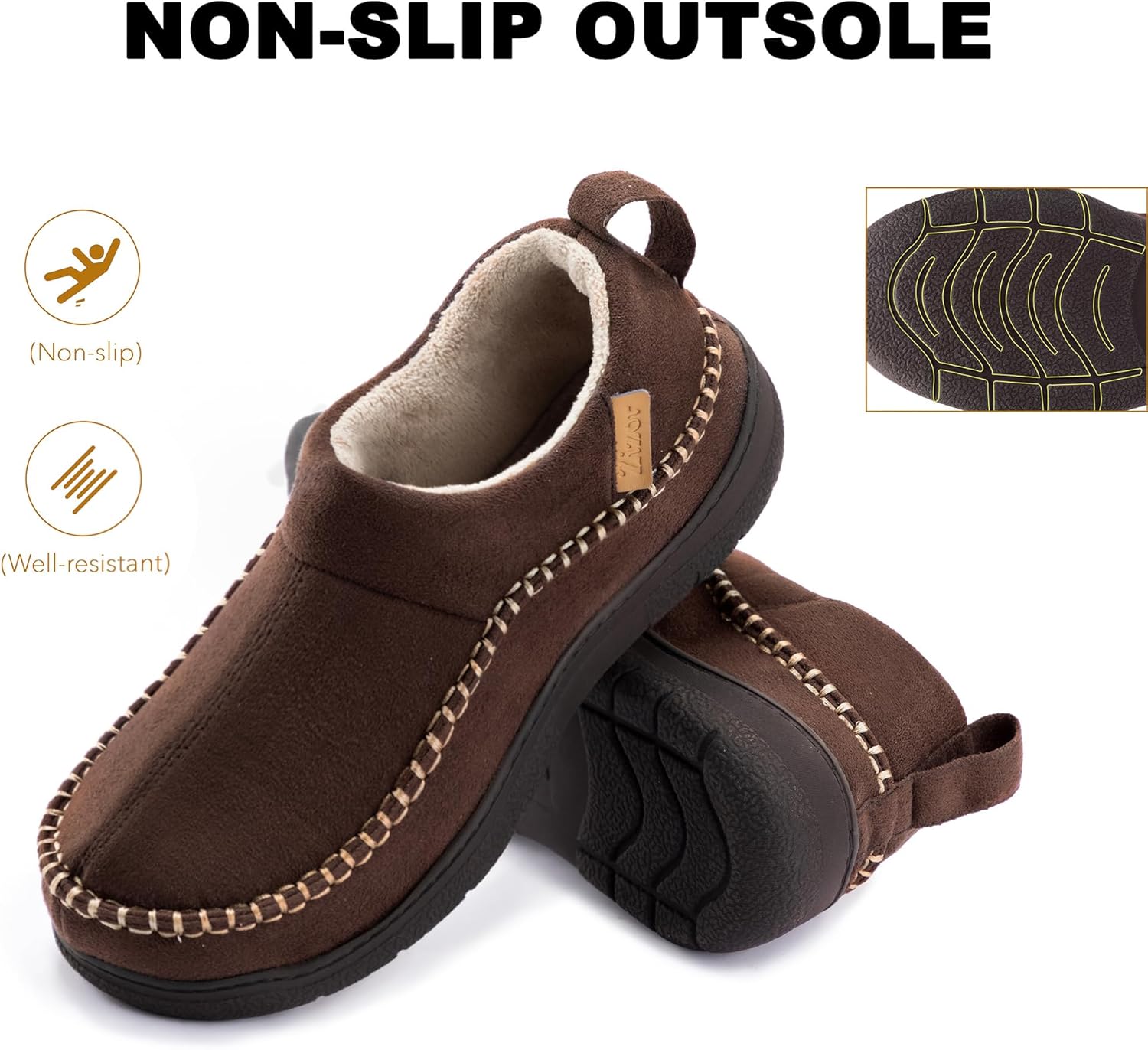 Zizor Men's Moccasin House Shoes Slippers Indoor Outdoor - Image 5