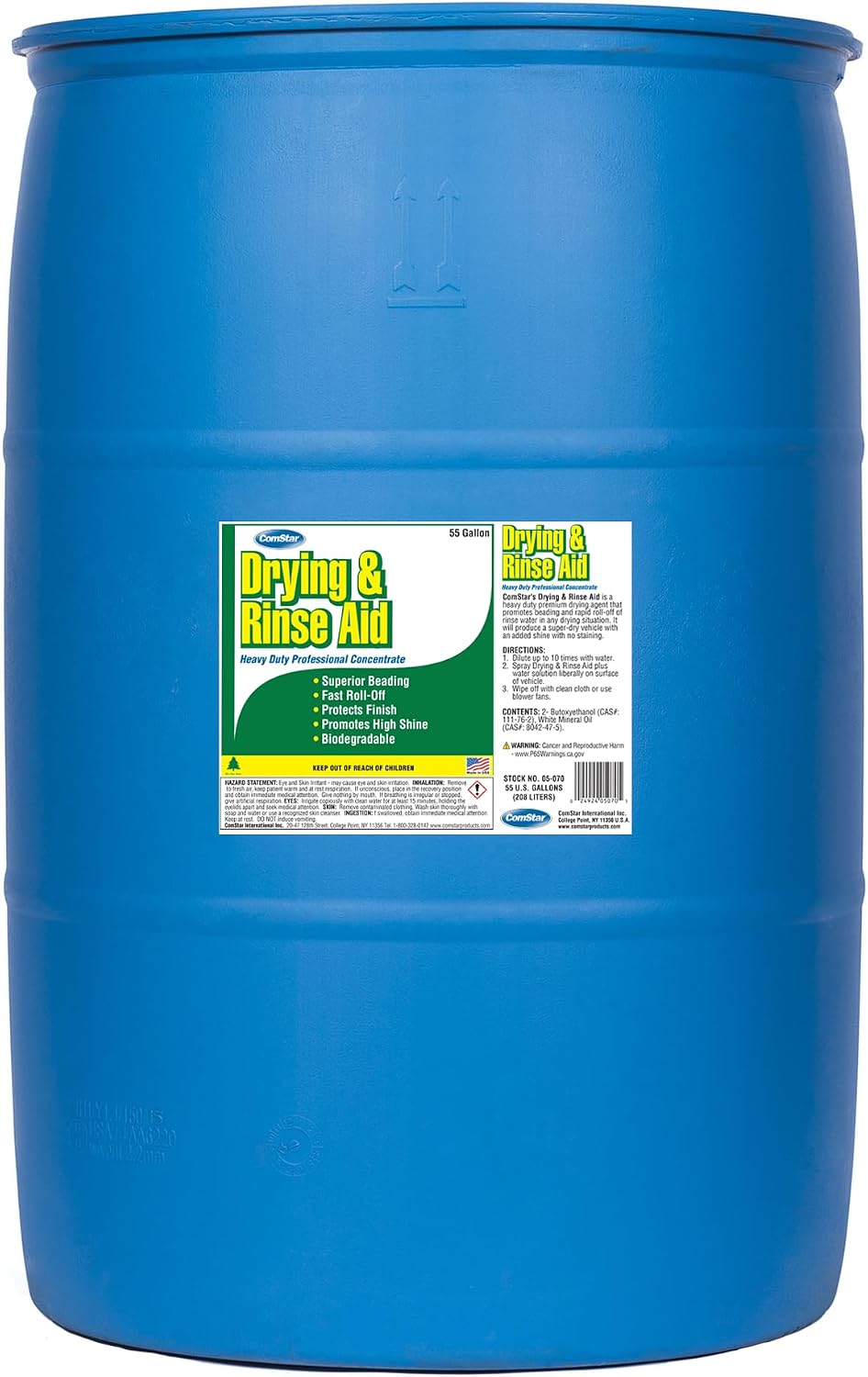 HD Drying & Rinse Aid, 55 Gallons, Professional Concentrated Formula for Fast Drying & High Shine, Promotes Water Beading & Rapid Roll-Off, Ideal for Car Washes, Commercial Use (05-070)