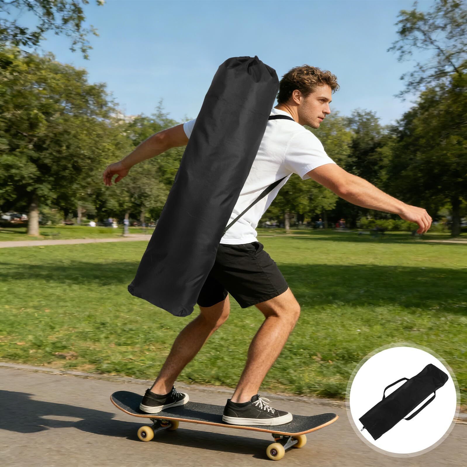 Zaino per Skateboard Oxford 110x35 Cm con Tracolla Imbottita, Borsa Porta Longboard e Paddleboard Resistente con Scomparti Organizzatori per Trasporto Outdoor