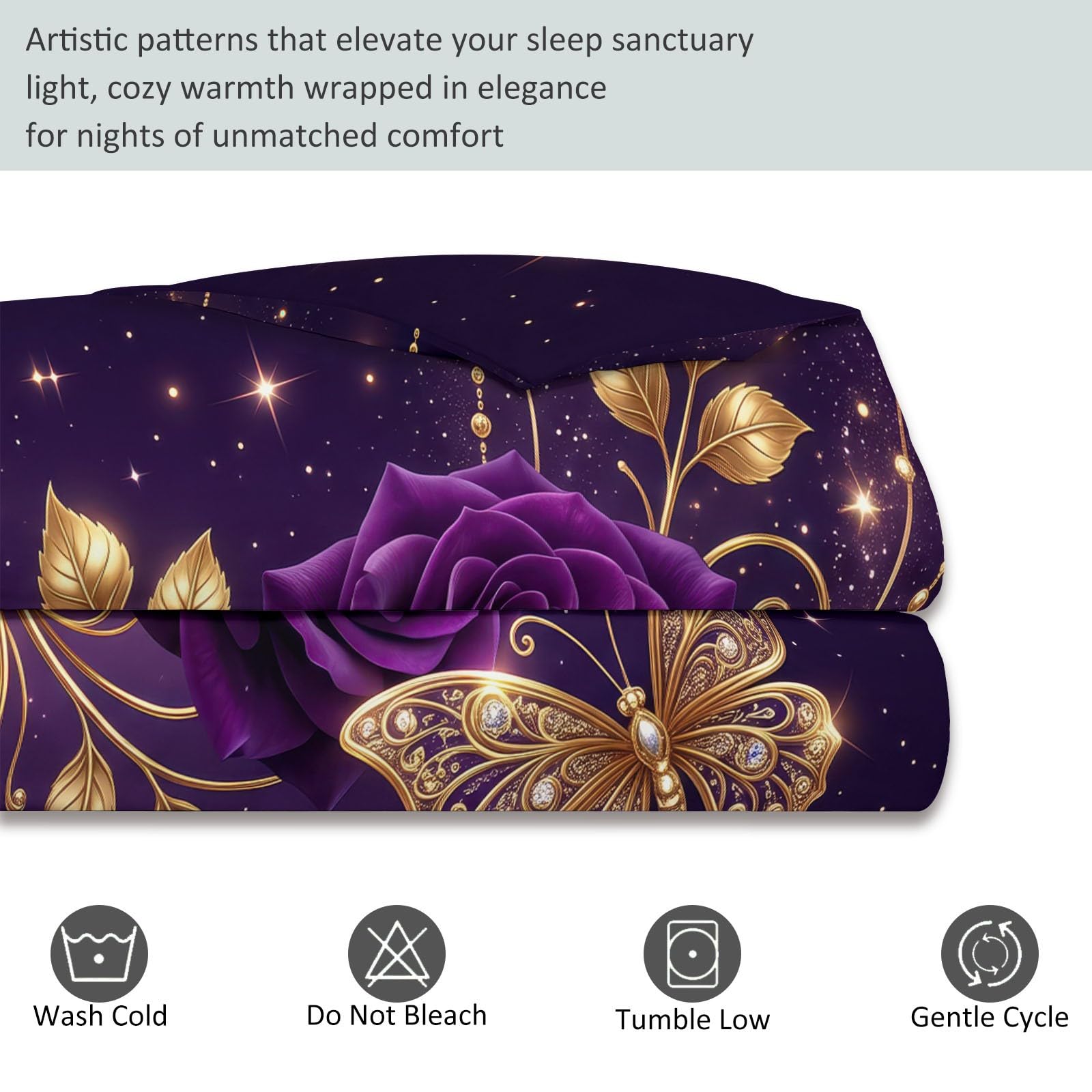 Purple Dreamy Illustration - Juego de funda nórdica para cama de matrimonio