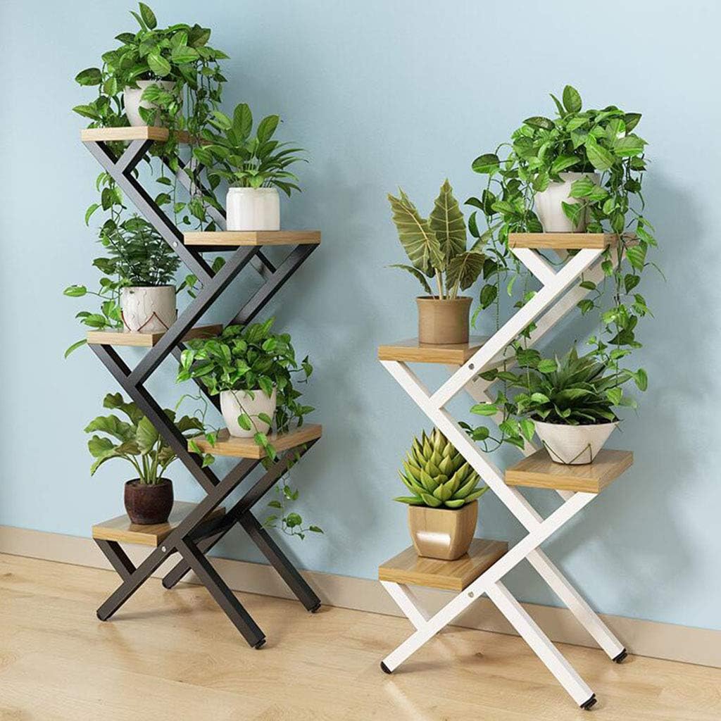 Living Room Flower Shelf Multi-Story Indoor Space Wrought Iron Balcony Fleshy Green Green Hanging Orchid Decorative Frame Economical Steel-Wood Structure Multi-Layer Design (F 100 * 40 * 25cm) image 5