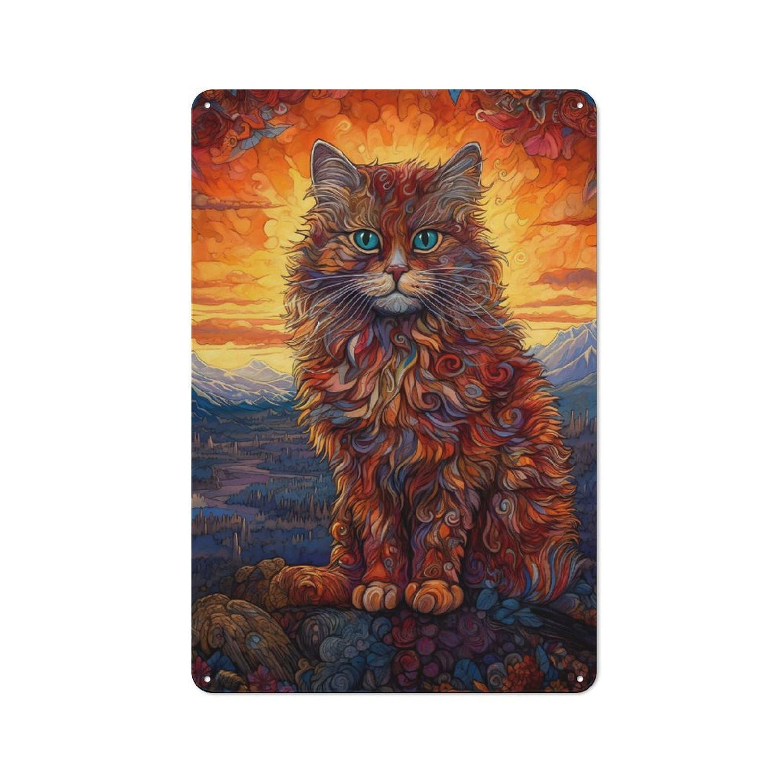Junmoney Style-6 Tin Wall Plaque 30X20cm With Persian Cat 3 For Workshop Wall, With Clear Retro Wall Decor Character