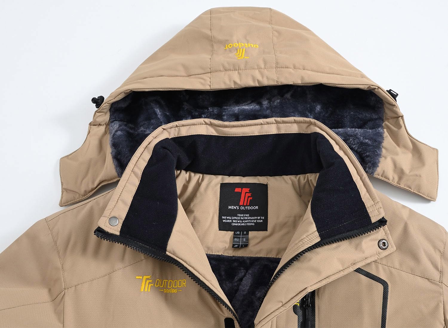 YSENTO Chaqueta de esquí para hombre, chaqueta de invierno, chaqueta softshelljack, impermeable, forro cálido, chaqueta funcional con capucha desmontable