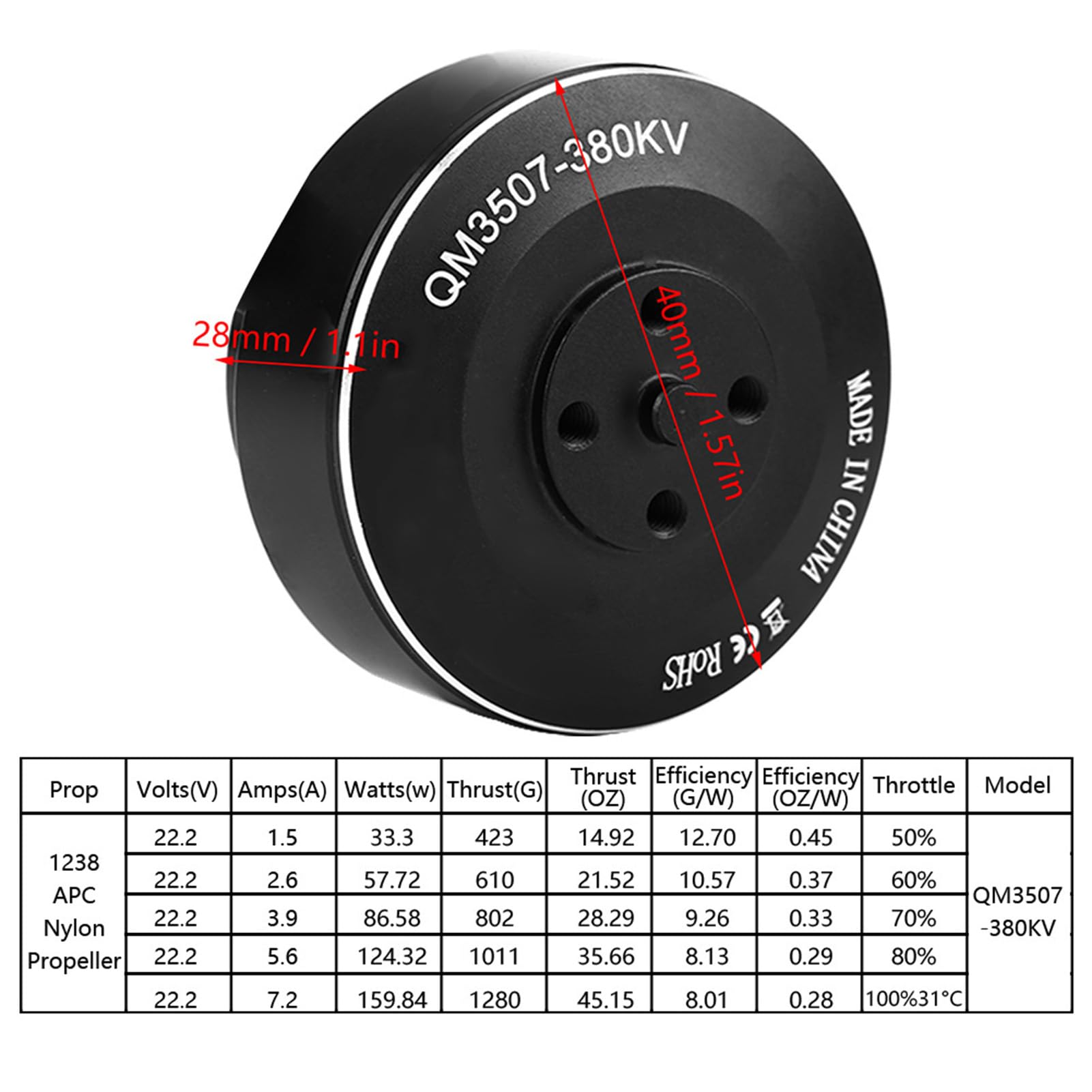 QM3507 Bürstenloser Motor 380KV 580KV 680KV CW CCW für FPV Quadcopter Drone, 6S ​​Lipo High Engine Teil für RC Multi Rotor Flugzeuge (680KV)