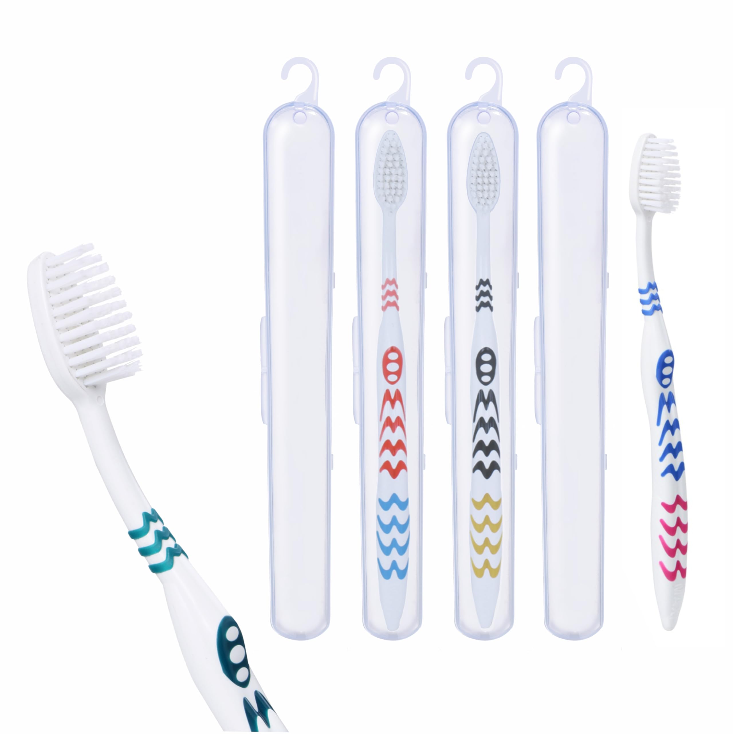 MAXI Mango Manual Hard Bristle Toothbrush for Adults with Anti-Bacterial Container | Deep Plaque Removal & Cavity Protection | Pack of 4 Multicolour-image-4
