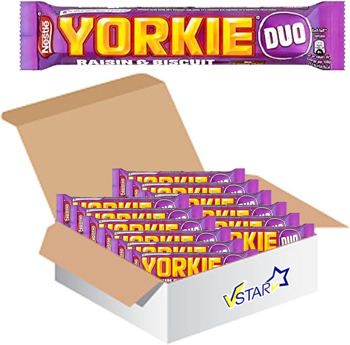 VSTARAll Chocolate Bars Collection (Yorkie Raisin & Biscuit Milk Duo Bar 66g, Half Box), 1.0 count