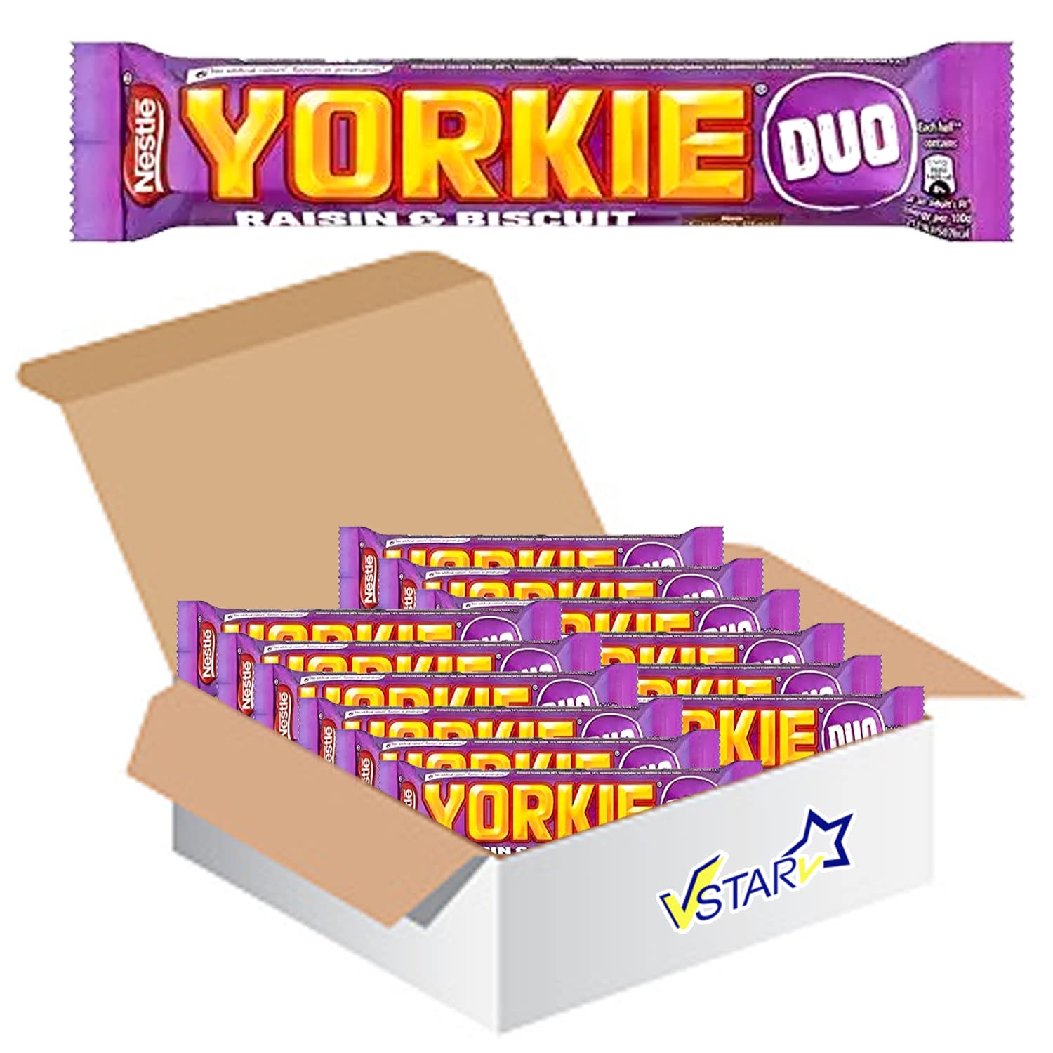 VSTARAll Chocolate Bars Collection (Yorkie Raisin & Biscuit Milk Duo Bar 66g, Half Box), 1.0 count