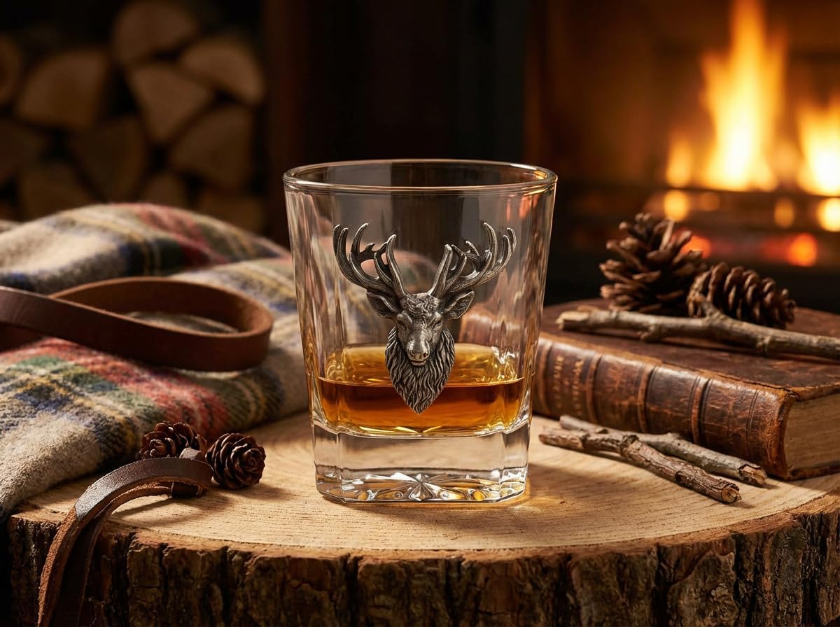 Badger N Bow Elk Aged Pewter Whiskey Glass, 11 oz, Farmhouse Style - Image 3