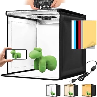 hellovetee Photography Light Box 12-32 Inch CRI 95+ 120 LEDs Dimmable Shooting Tent 6 Color Backdrops Product Booth