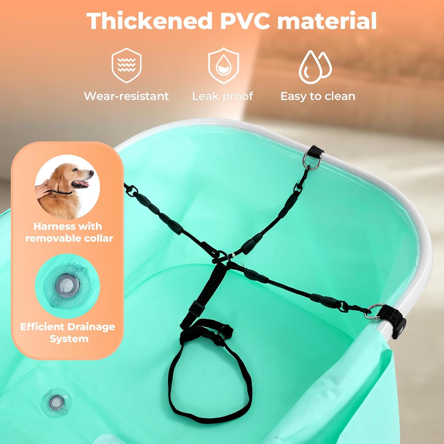 Portable Dog Bathtub, 5 Height Adjustable Dog Washing Station for Pet Shower and Grooming Foldable Bathing Tub with Storage & Anti-Slip Design for Small Large Dogs Cats