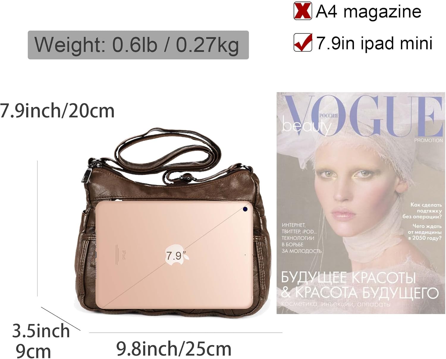 Gladdon Small Crossbody Bags for Women Leather Shoulder Purses Vegan Womens Cross body Bag Lightweight | Small, Leather, Vegan, Womens, Lightweight - Image 6