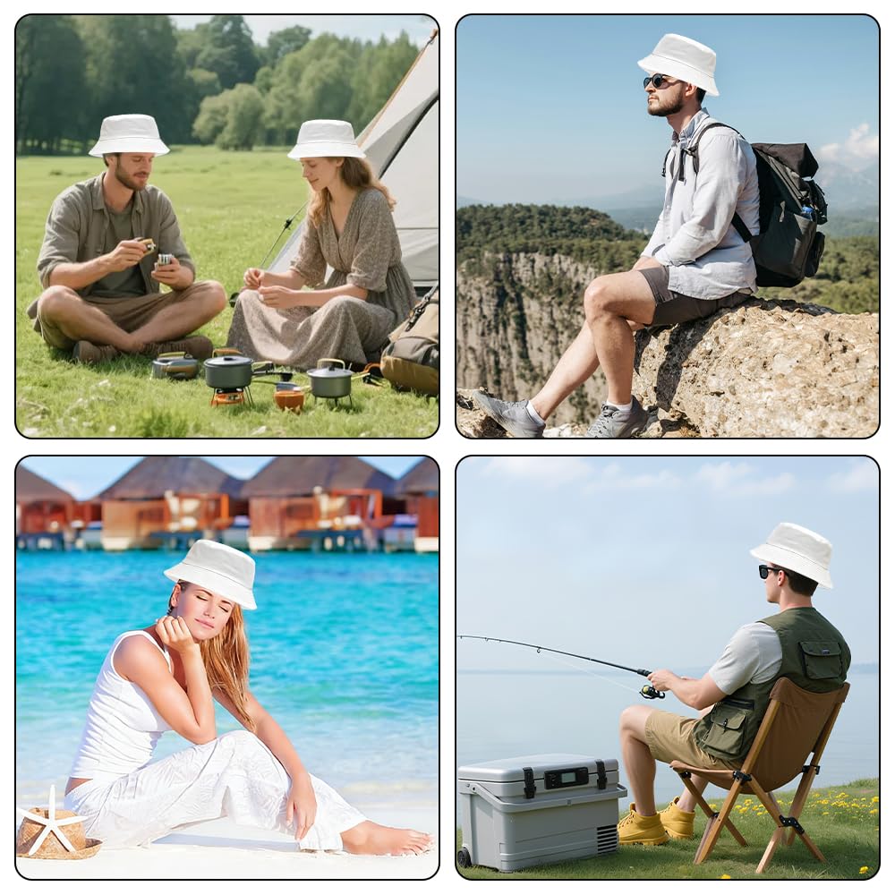 Lotvic 8 cappelli da pescatore unisex, pieghevoli, estivi, protezione UV, cappelli da pescatore da spiaggia, cappelli da sole traspiranti per uomini e donne, cappello da pescatore reversibile per