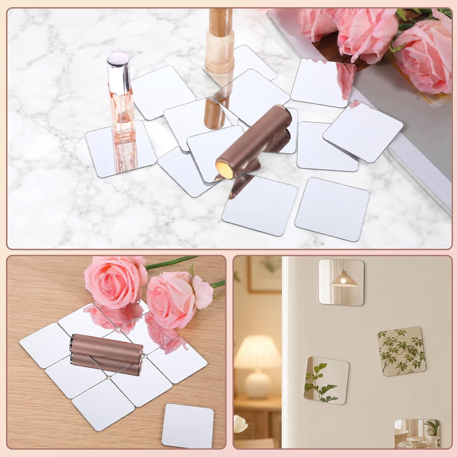 20 Pcs Tiny Mirror 2x2 Inch Square Acrylic Mirror Tiles for Crafts