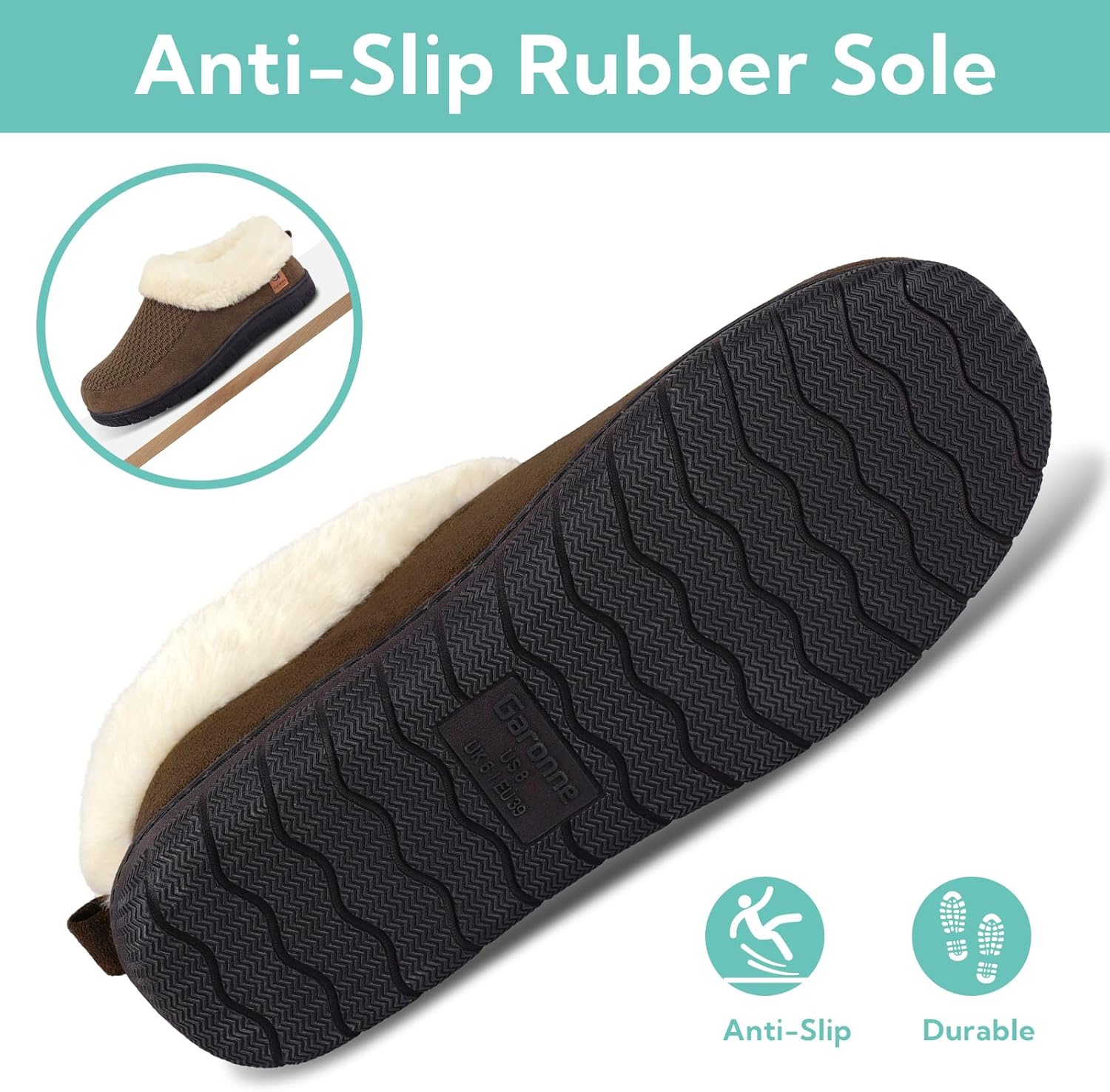 Garonne Women's Fuzzy Memory Foam Slippers with Fur Collar, Ladies' House Shoes with Nonslip Rubber Sole for Indoor Outdoor - Image 6