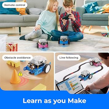 Makeblock mBot Robot Kit with Scratch Coding Box ، STEM Projects for Kids تعلم كيفية البرمجة باستخدام Scratch Arduino ، روبوت قابل للبرمجة مع 4 مشاريع تعليمية للبرمجة ، هدايا للبنين الفتيات الذين تتراوح أعمارهم بين 8-12