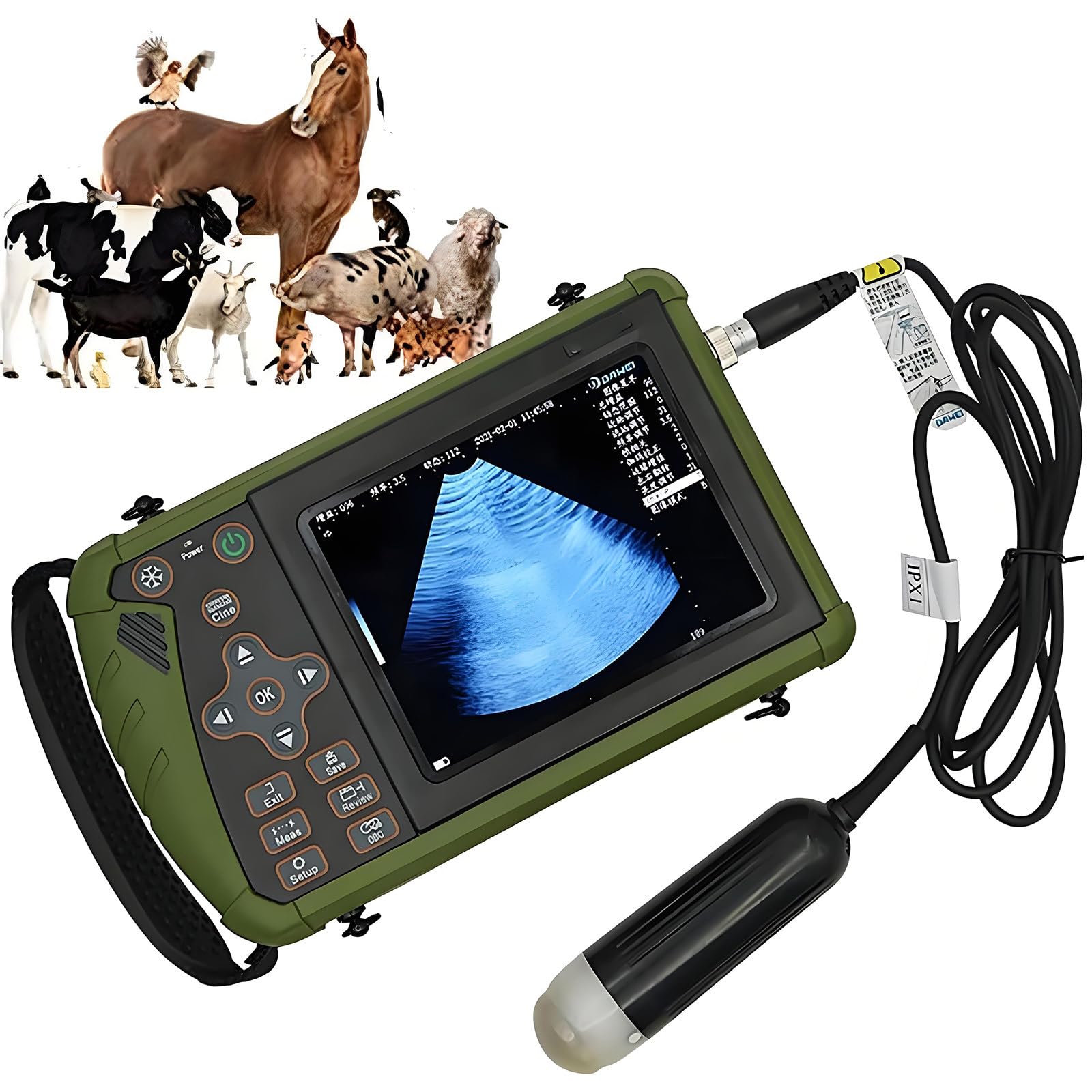 échographe Vétérinaire, échographe B Portable avec Sonde 3,5 MHz, écran LED 5,6 Pouces, 8 Pseudo-Couleurs, Images HD, pour La Gestation des Porcs, Ovins, Canins Et Chats
