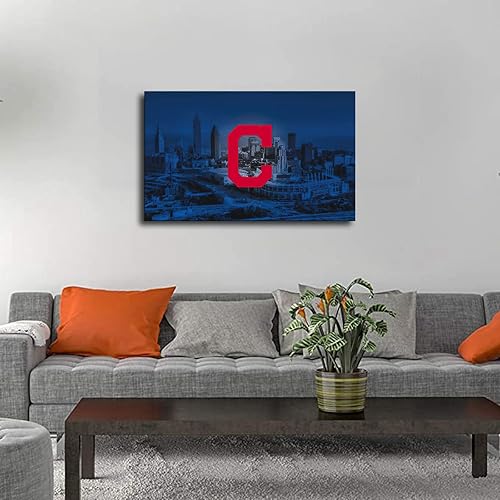 Miniatura 5 de Cleveland Indians Póster de béisbol deportivo en lienzo para pared, diseño artístico, decoración del hogar, pintura (enmarcado, 12 x 18 pulgadas)