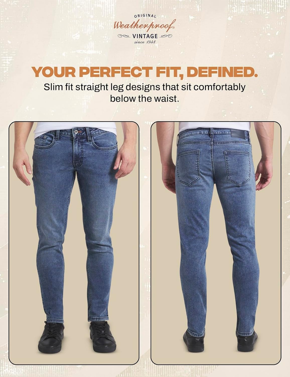 Weatherproof Vintage Mens Jeans Slim Fit - Super-Soft Stretch Denim Pants | Men's Straight Leg Jean with All-Way Stretch - Image 8
