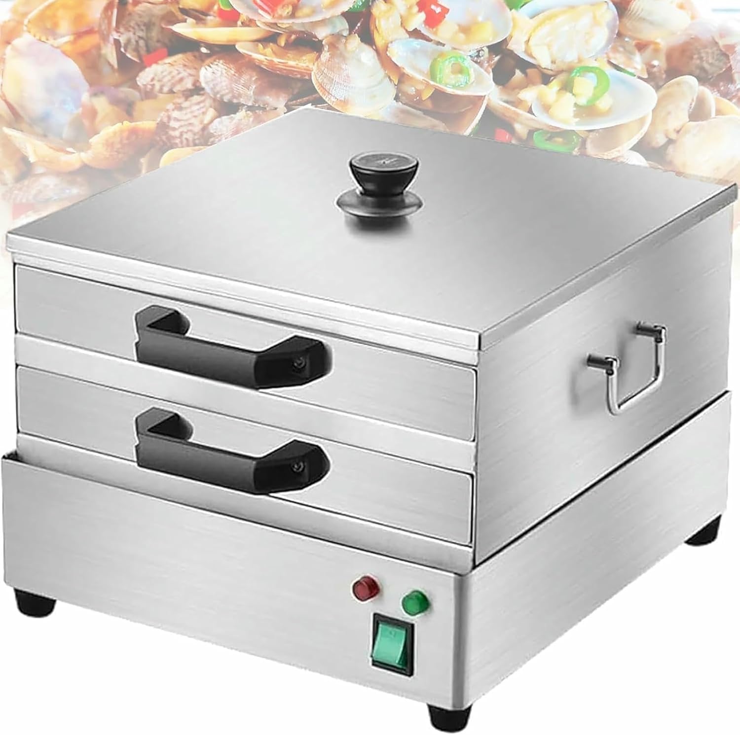Electric Rice Noodle Roll Steamer, 2-Layer Stainless Steel Cheung Fun Maker, for Breakfast & Home Kitchen