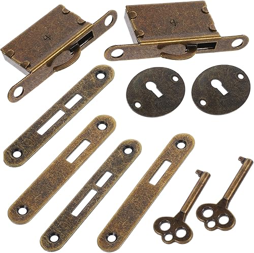 Abaodam 2 juegos de accesorios de hardware de caja de madera, cerradura de cajón de escritorio, cerradura de seguridad, reemplazo de cerraduras