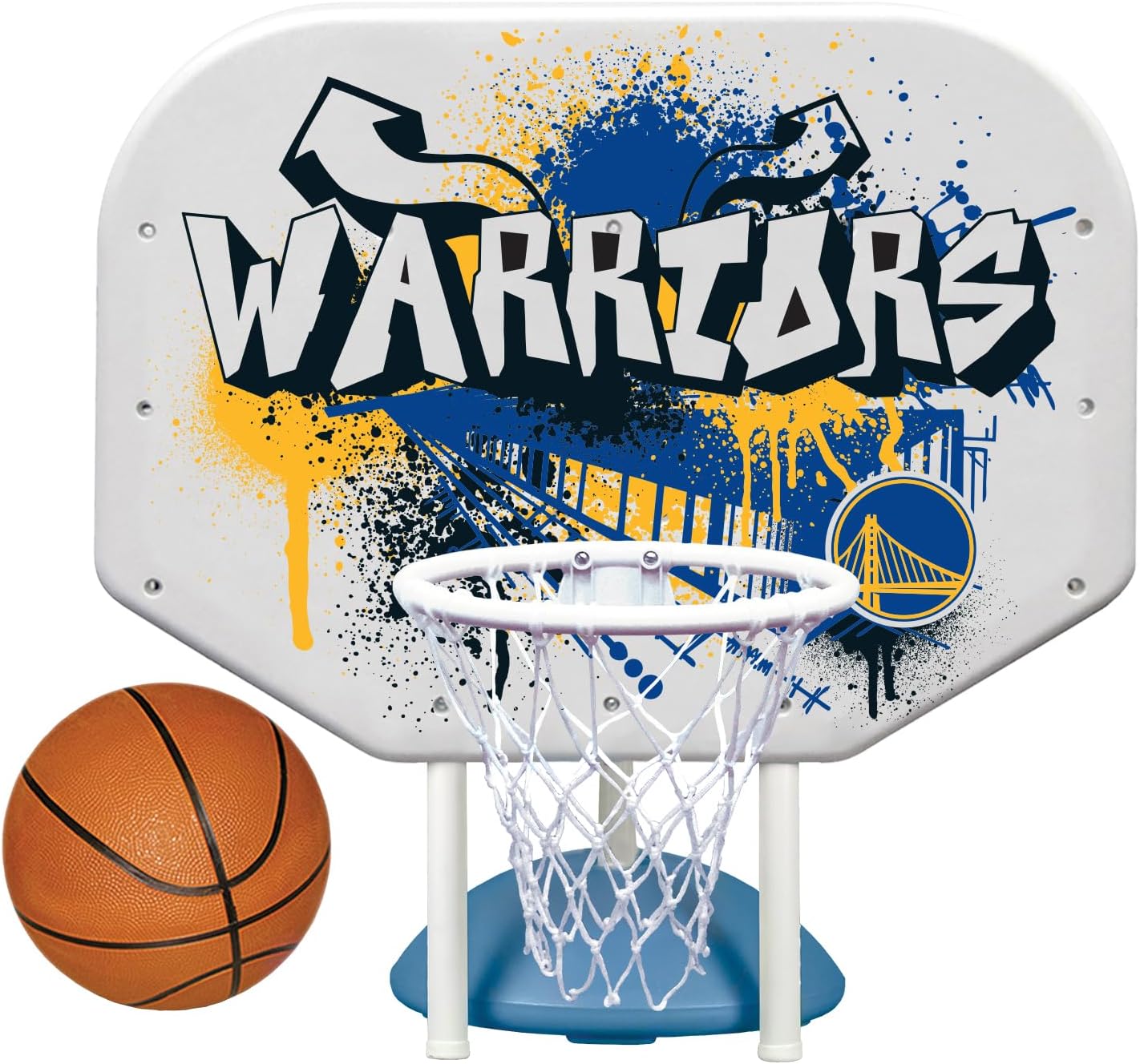 Poolmaster NBA Graffiti Pro Rebounder Poolside Basketball Goal Set with Base, Backboard, Hoop, Net, and Ball