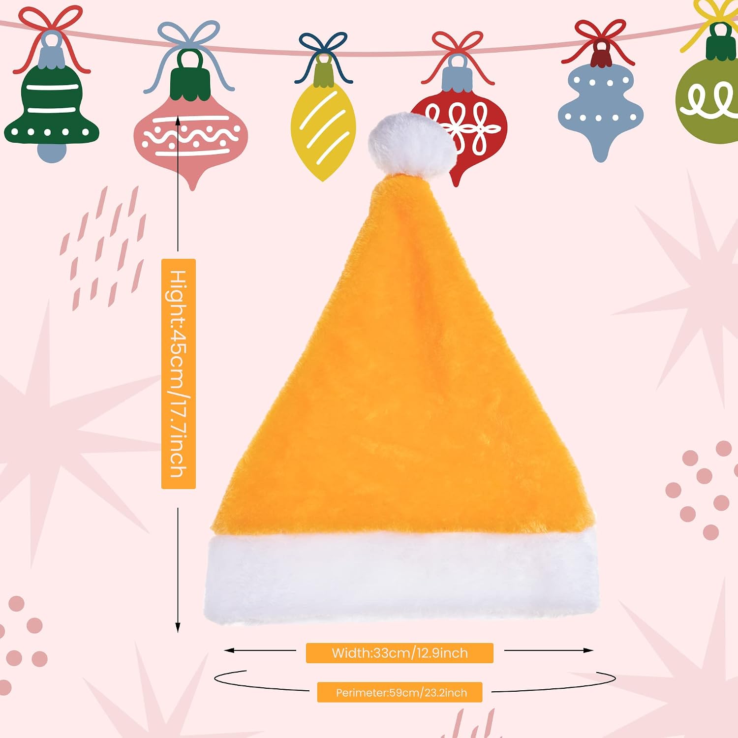 YASUOA 9 Pieces Christmas Hat Santa Hats Short Plush Xmas Santa Claus Cap Comfort Christmas Decor Hats for Women Men, Yellow