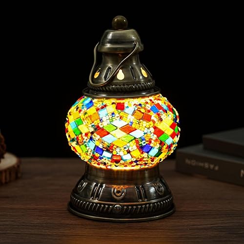 Lámpara de mosaico turco hecha a mano marroquí camping luz recargable 1800mAh batería USB Power Bank Touch 3 Brillo 4.1 in