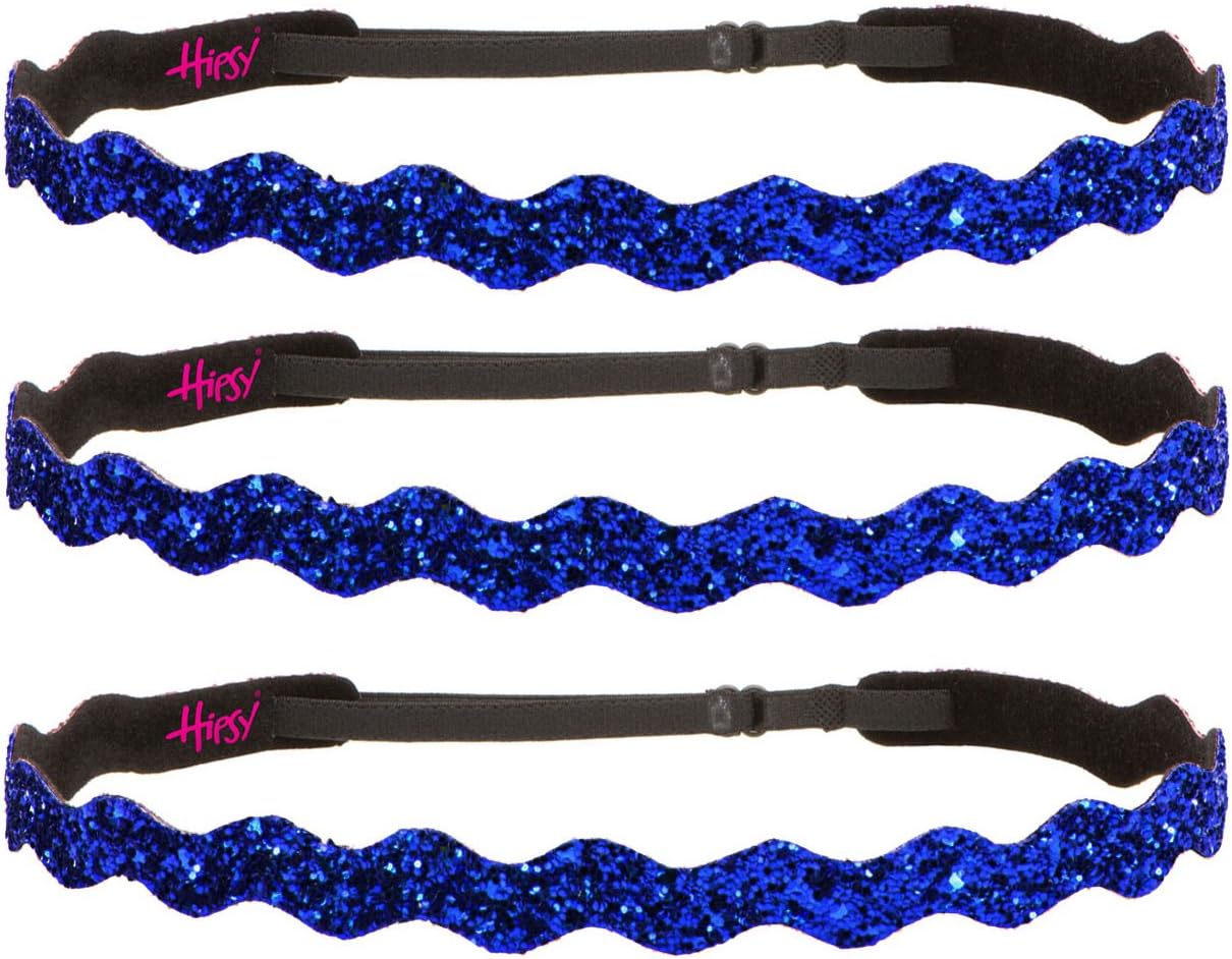 Hipsy Women's Adjustable No Slip Royal Blue Bling Glitter Team Sports Headband Multi Packs